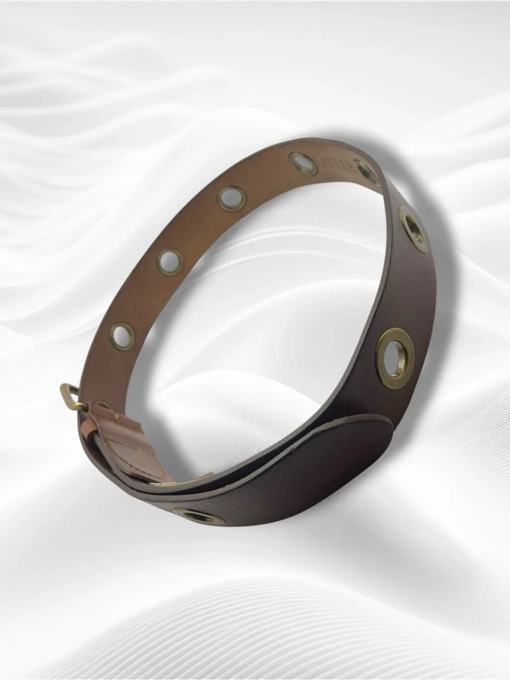 Lauren Ralph Lauren Brown Leather Grommet Belt with Brass Hardware Size Medium